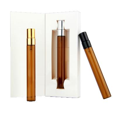 China Personal Care 10ml Printing Logo Amber Glass Perfume Bottle Atomizer Spray With Box Bottle Customized Package for sale