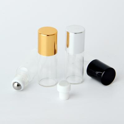 China Personal Care 3ml Mini Essential Oil Bottle Roll on Perfume Bottle Glass Ball Roller Essential Oil Bottles for sale