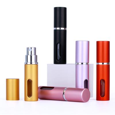 China Personal Care 5ml Open Window Round Aluminum Refillable Perfume Bottle Customized Logo Atomizer Bottle for sale