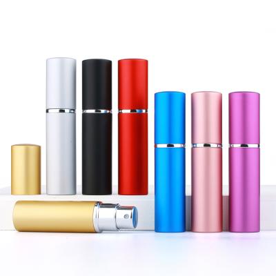 China Personal Care 5ml Refillable Spray Bottle Atomizer Round Aluminum Shell Perfume Bottle Customized Logo for sale