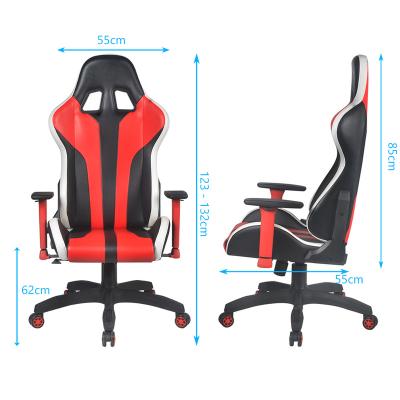 China Factory Custom Red and White (Height) Adjustable Black Computer and PU Leather Gamer Chair Office Gaming Chair for sale