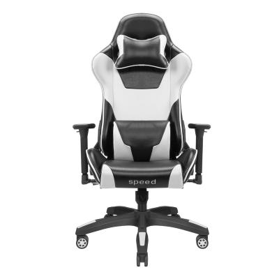 China Modern Black and White Leather Office Furniture Gaming Chair PVC (Height) Adjustable Groove PC Gamers Gaming Chair for sale