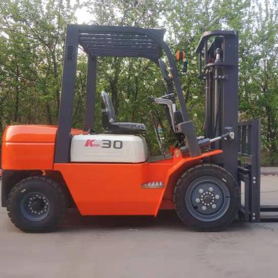 China Building Material Shops FD30 Diesel Forklift 3ton 6m Triple Free Wide Frame Full Mast for sale