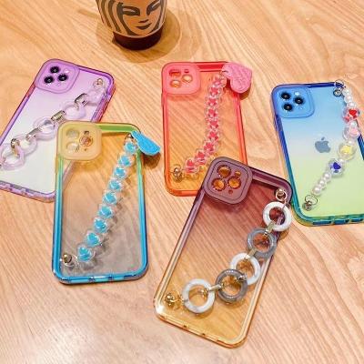 China Colorful Rainbow Design Shockproof Phone Cases Wristband Chain For Vivo Y20 Back Cover Phone Case for sale