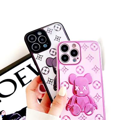 China Plating Luxury Shockproof 3D Bear Phone Case Shockproof Plated Soft Clear Case For VIVO 50 60 70 PRO TPU Phone Cases for sale