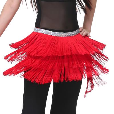 China Dresses Encrypted Waist Chain Belly Dance Skirt Belly Dance Skirt Belly Dancing Skirt Latin Fringed Lace Fringed Skirt Dance Skirt for sale