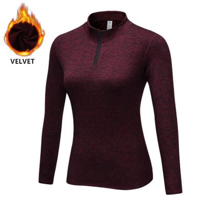 China Active Bodybuilding 2019 Women's Fitness Workout Long Sleeve Shirts Anti-Static Zipper Running Jackets Quick Dry Compression Tight Shirts for sale