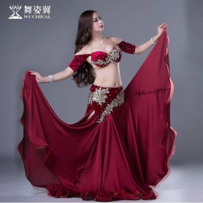 China Sets Professional Wuchieal Velvet Spandex and Silk Satin Ladies Indian Belly Dance Costumes for sale