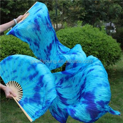 China Fan silk veils billow dance new tie dyed fan silk veils, 180*90CM, TURQUOISE-BLUE tie-dyed high quality for sale