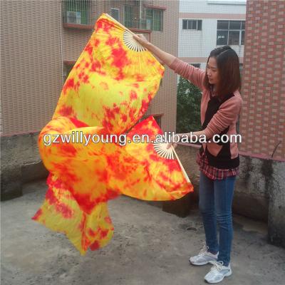 China Newer Silk Fan Veils Tie-Dye YELLOW/RED, Belly Dance Tie-Dye Silk Fan Veils, 1.8*0.9M for sale