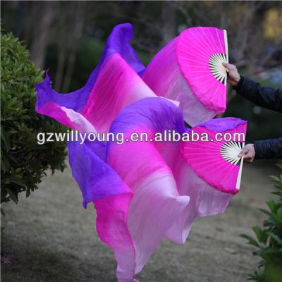 China Silk Fan Veil Real Chinese Belly Dance Silk Fan Veils, 1.8*0.9M, Belly Dance Silk Veils, Purple/Fuchsia/Pink, Warm Vertical Color for sale