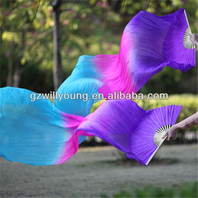 China PURPLE/FUCHSIA/TURQUOISE silk veils, China natural silk belly dance fan veils, 1.8M, HOT silk belly dance fan veils for sale