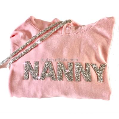 China custom Anti-wrinkle RUYI streetwear emboss women's rhinestone embossed hoodie unisex hooded pullover sweatshirt women for sale