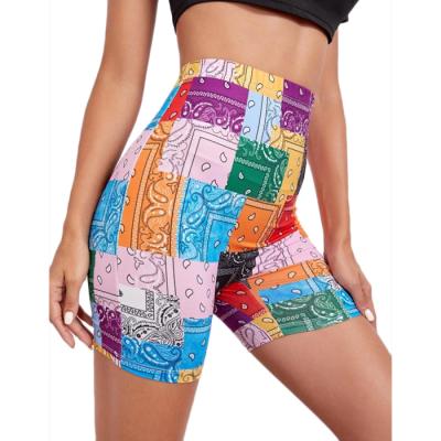 China Anti-wrinkle Women's Summer Bandana Shorts Patchwork Biker Shorts Paisley Women's Shorts for sale