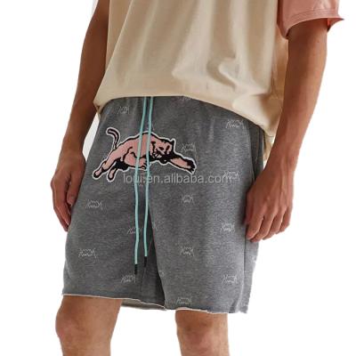 China Anti-Wrinkle Thick Organic Cotton Mens Shorts 100% Chenille Embroidery Cotton Fleece Athletic Shorts for sale