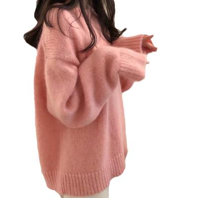 China custom oversized Anti-wrinkle spring winter knit women sweater pullover mohair and wool-blend sweater for sale