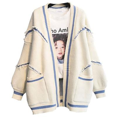 China Anti-wrinkle Spring Autumn Sweater Women Sweater Cardigan Sweater Coat Long With Pocket for sale