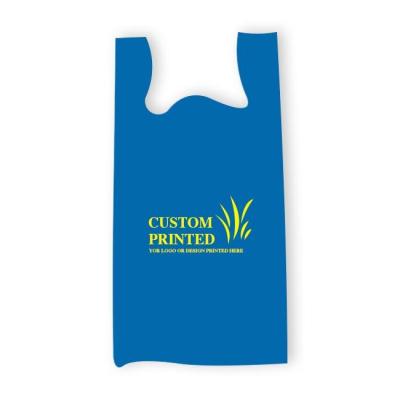 China BIODEGRADABLE Custom Store Plastic Shopping Bag with Logo T-shirt Printing Plastic Carry Bags Logo Vest Handle Compostable for sale