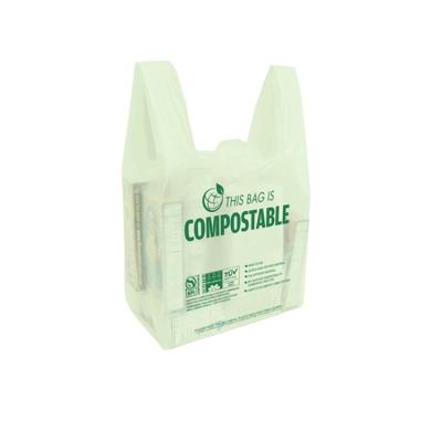 China Disposable Custom Printed 100% Biodegradable PLA PBAT Compostable Plastic Cornstarch Bags Bioplastic T-Shirt Bag Biodegradable Bags for sale