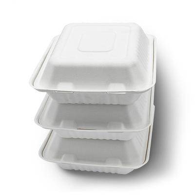 China Biodegradable Heatable Bagasse Sugar Cane Pulp Food Packaging Salad Box For Fast Food for sale