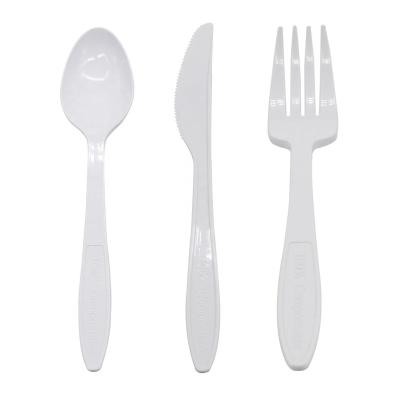 China PLA ECO Compostable Heavy Duty Compostable Cutlery Disposable Fork And Spoon Thickening for sale