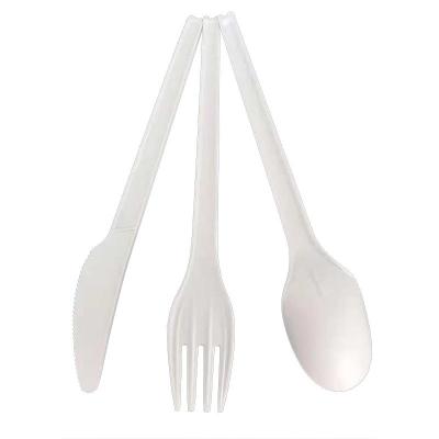 China Eco-friendly Compostable Tableware Spoon Knife Biodegradable Plastic Cutlery Set Disposable Cutlery Material PS Cutlery Biodegradable Compostable Sets for sale