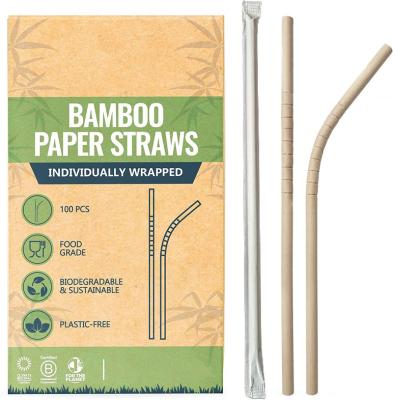 China Customized Paper Colors And Pattern Compostable Plastic StrawsRainbow Stripe Paper Biodegradable Straight Drinking Drinking Straws for sale