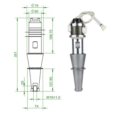 China Plastic Industry Plastics Welding Machine 15kHz 2600W Ultrasonic Transducer And Booster Ultrasound Parts for sale