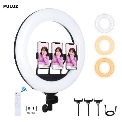 China PULUZ Hot Selling Remote Control Led Selfie Ring Light With 18 Inch Mobile Phone Flange O Ring Light PU521B-H for sale