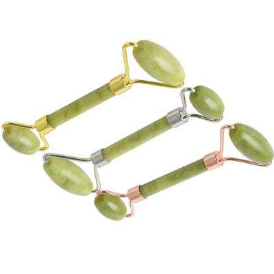 China Beauty High Quality Green Facial Roller Silent Jade Roller Face Lift Jade Roller With Box for sale