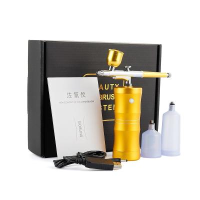 China Mini Air Compressor Kit Air-Brush Paint Spray Gun Airbrush Moisturizer For Art Tattoo Craft Cake Nail Face Fog Mist Nano Sprayer for sale