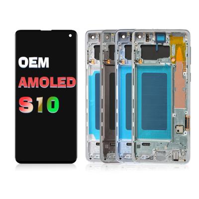 China For Original Sam Sung S10 Repair OEM AMOLED Screen For Sam Sung S10 With Frame LCD Display Touch Screen Replacement for sale