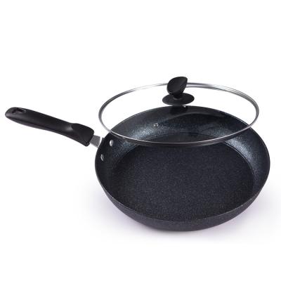 China Sustainable Custom Kitchen Cooking Wok Carbon Steel Marble Coating Non Stick Frying Pan for sale