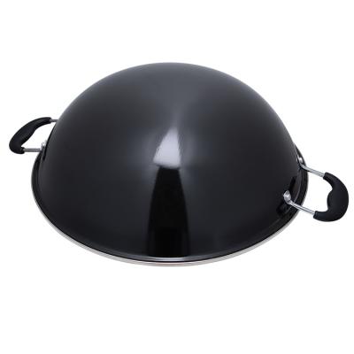 China Factory Direct Sales Viable Chinese Wok Pan Huge Quick Heat Coating Enamel Wok for sale