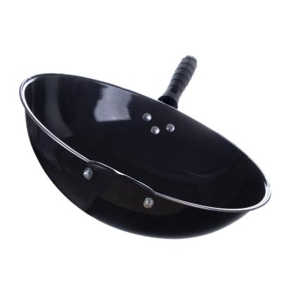 China General Use For General Use Gas And Induction Cooker Hot Selling Kitchenware Round Bottom Nonstick Enamel Wok With Handle for sale