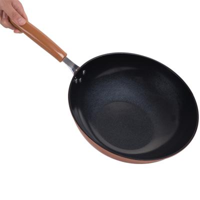 China Sustainable Safety Hammered Carbon Steel 14 Fried Pan Electric Wok Flat Bottom Nonstick Wok for sale