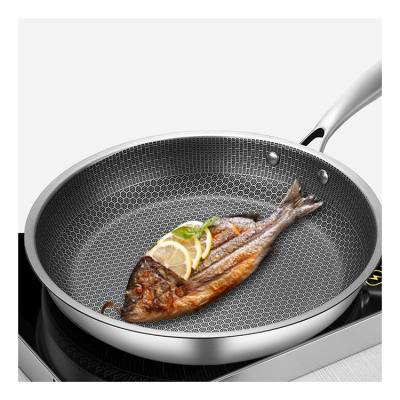 China High Quality Sustainable Cooking Pan Kitchen Honeycomb Stainless Steel Non-stick Frying Pan for sale