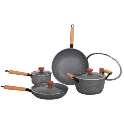 China Factory Direct Sales Viable 8 Piece Set Non Frying Pan Cooking Pot Cookware Stick Kitchen Set for sale