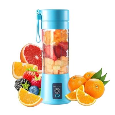 China Mini Hand 6 Blades Fruit Juicer 380ml Kitchen Hand Food Blender Orange Cup 2023 Orange Outdoor Portable Rechargeable Smoothie Blender for sale