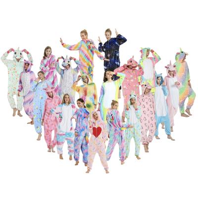 China Mommy and Me Soft Flannel Kigurumi Pijamas Kids Unicorn Onesie Sleepwear Adult Animal Flannel Pajamas for Home Use for sale