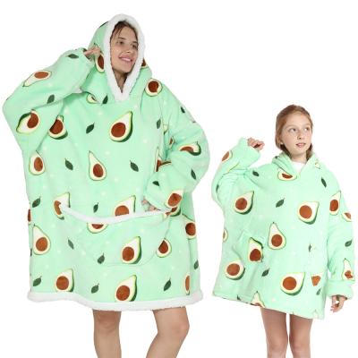 China Cute Europe Adults And Kids Avocado Hoodie Blanket for sale