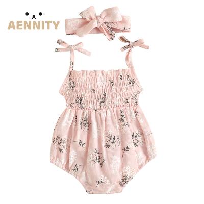 China 2021 Summer Baby Onesie Cartoon Print Floral Design Cute Baby Infant Kids Strap Sleeveless Onesie For Babies for sale