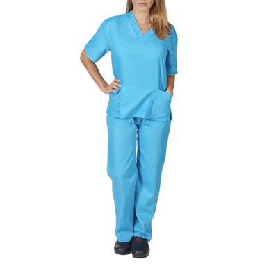 China 2021 Hot Sale Formal Basic Short Sleeve Scrubs Sets Joggers Suits Solid Pockets Doctor Hospital Uniforms Women for sale