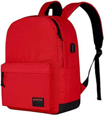 China With USB Fashion Red Lightweight Laptop Backpack with USB Charging Port for Women Men, High Quality Bag for Office Traveling, Hiking for sale