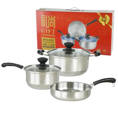 China Sustainable wholesale induction metal stainless steel pot and pan set cookware sets for sale