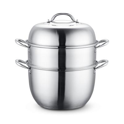 China 3 Tier Double Layers Induction Fish Food Steamer Pot Sustainable Vegetable Kitchen Stainless Steel Steamer Cooking Pot for sale