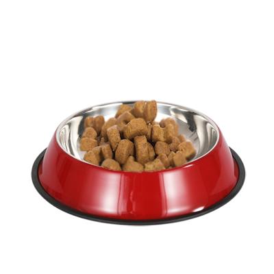 China Sustainable Eco Friendly Dog Bowl Round Pet Food Drinking Water Bowl Feeding Metal Colorful Stainless Steel Pet Bowls for sale