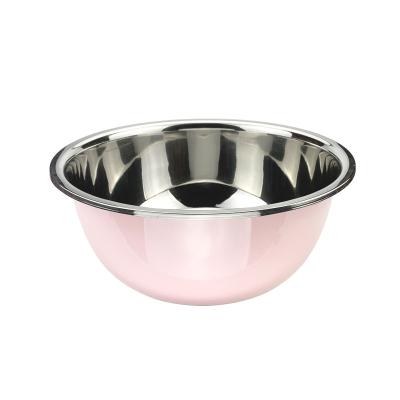 China Fruit Kitchenware Customized Sustainable Large Fruit Kitchen Bowl Metal Stainless Steel Kitchenware Pink Mixing Bowls for sale