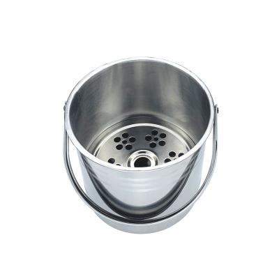 China Cheap Viable Metal Nightclub Bar Table Small Outdoor Stainless Steel Ice Bucket With Handle for sale