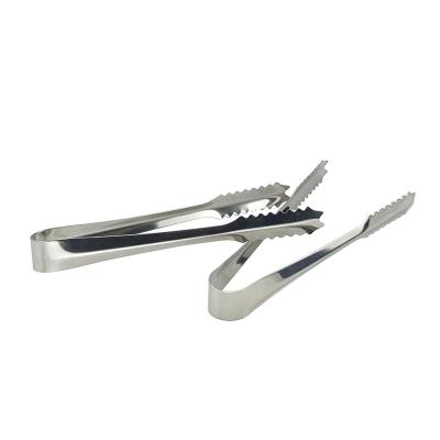 China Small Viable Cheap Metal Kitchen Accessories 201 Stainless Steel Mini Bar Charcoal Tongs Ice Tongs for sale